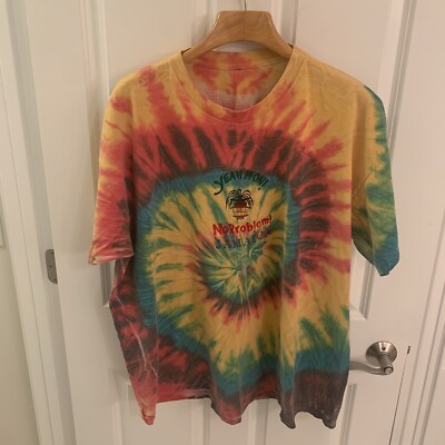 Vintage Jamaica Yeah Mon No Problem Tie Dye Men 2XL T Shirt Embroidered SS Rasta