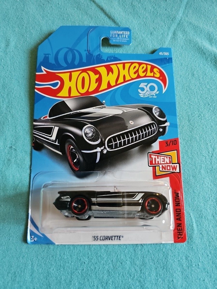 2018 Hot Wheels '55 CORVETTE Black 45/365 GREAT CARD Then And Now