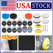 133 Set Sanding Disc Drill Polishing Kit 3 Inch Wet Dry Hook Loop Sandpaper