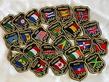 National Flags in shield Embroidered Patches 3.25"x2.75" iron-on