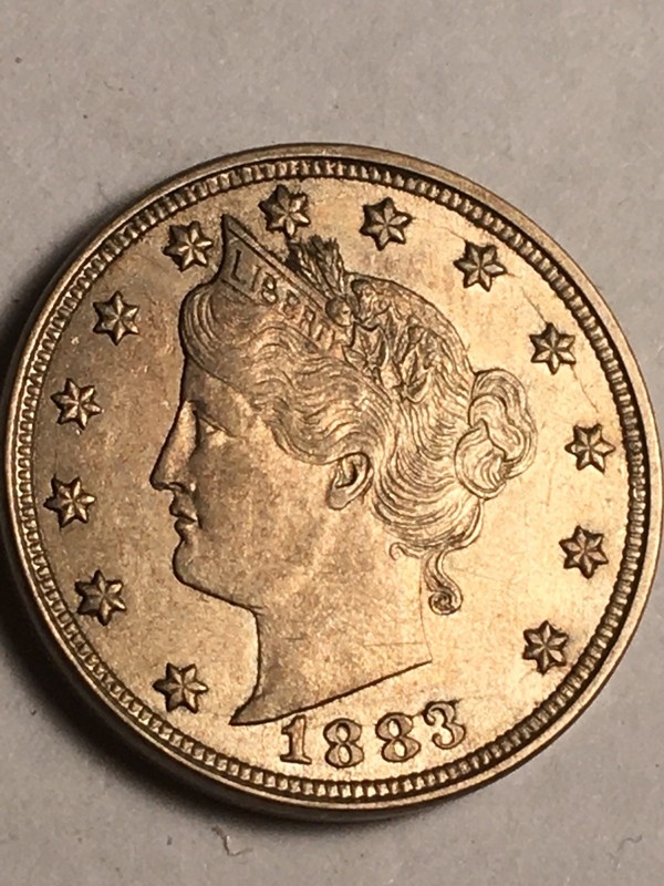 Uncirculated 1883 Liberty V Nickel No Cents With Two Retained CUDS
