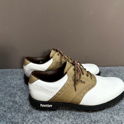 Footjoy Golf Shoes Mens 8.5 M White Brown Trim Lace Up  display picture 1