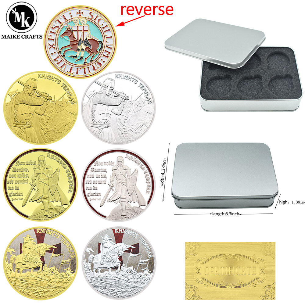 6 Pcs/box Knights Templar Challenge Coin Cross Commemorative Medal Collection