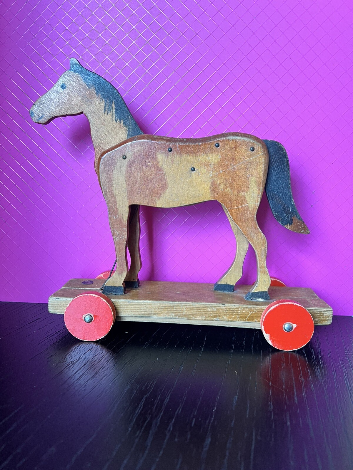 Vintage Waldorf Wooden Horse Pull Toy Siso eBay