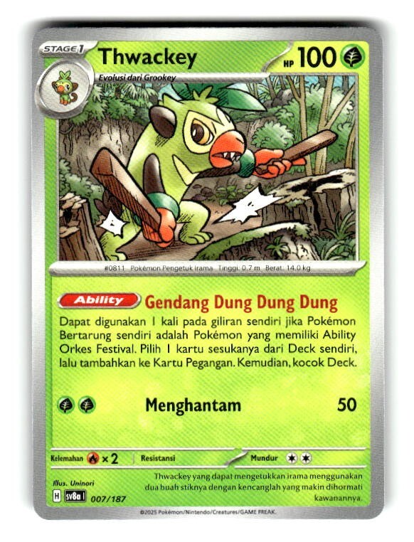 Pokemon Festival Terastal EX Prismatic Evolutions Thwackey 007/187
