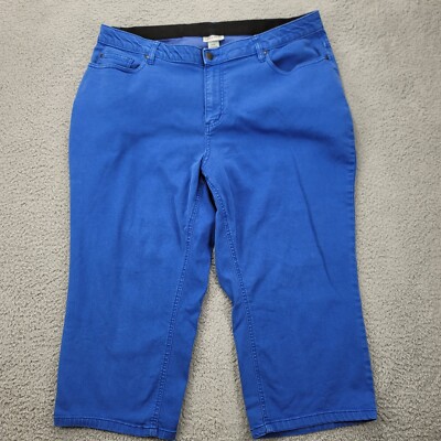 Catherines Jeans Womens 20 Blue Capri Straight