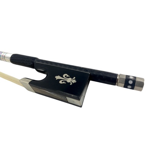 4/4 Violin Bow Carbon Fiber Braided Straight Pernambuco Level Natural Bow Hair - Picture 12 of 13