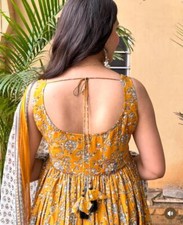 Premium ANARKALI STYLE  YELLOW COLOUR KURTI WITH DUAL NECK STYLE BEAUTIFUL