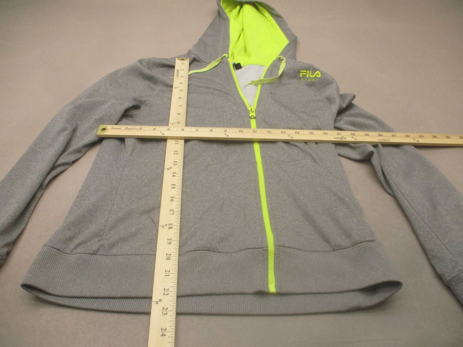 Giacca FILA taglia M donna grigia full zip coulisse tasca allenamento atletica 195