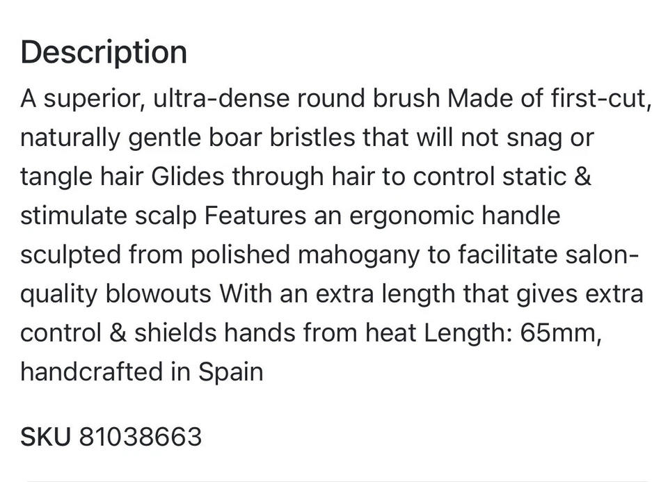 Philip B Large 65mmRound Brush (Polished Mahogany Handle Boar Bristles - Image 2 of 2