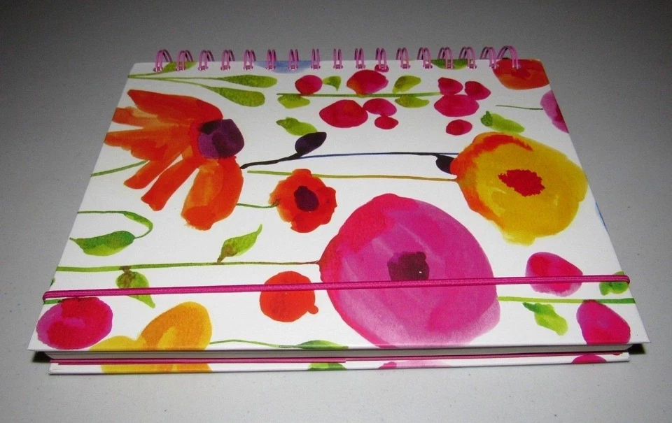 PINK WATERCOLOR FLORAL POPPY WILDFLOWER HARDCOVER ELASTIC BAND CLOSURE JOURNAL - Image 3 of 4