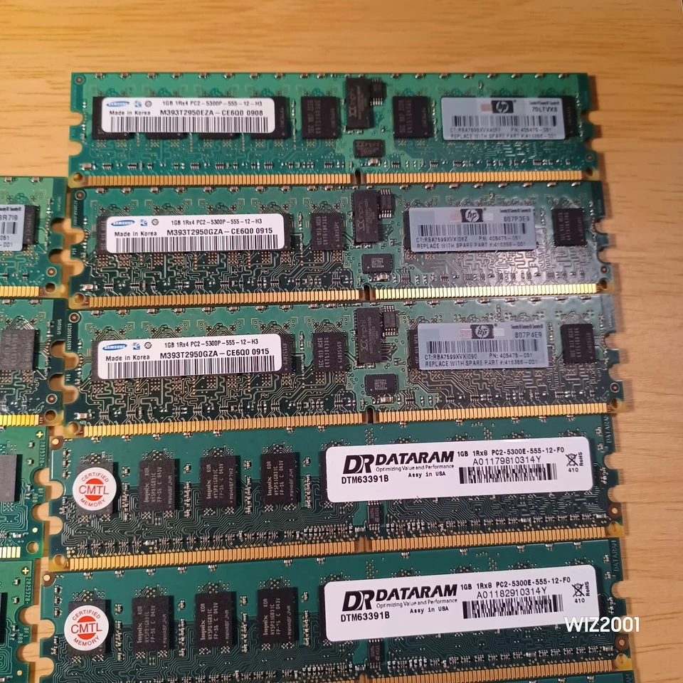 Lot 13x 1GB Samsung Kingston Dr Dataram PC2 5300 6400 ECC Server RAM MIXED LOT - Image 4 of 4