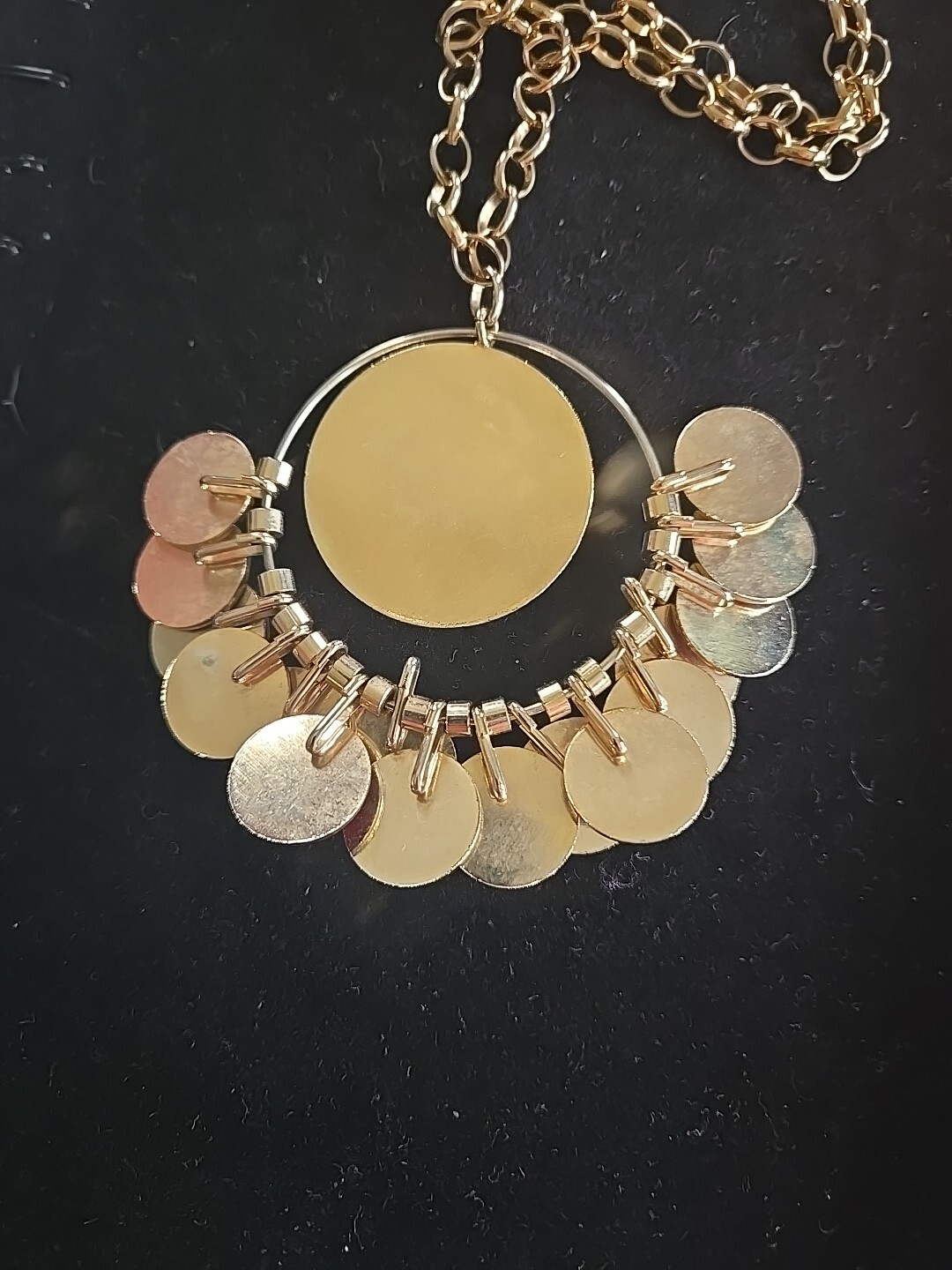 Rare Vintage Red Circle Statement Statement Neckl… - image 3