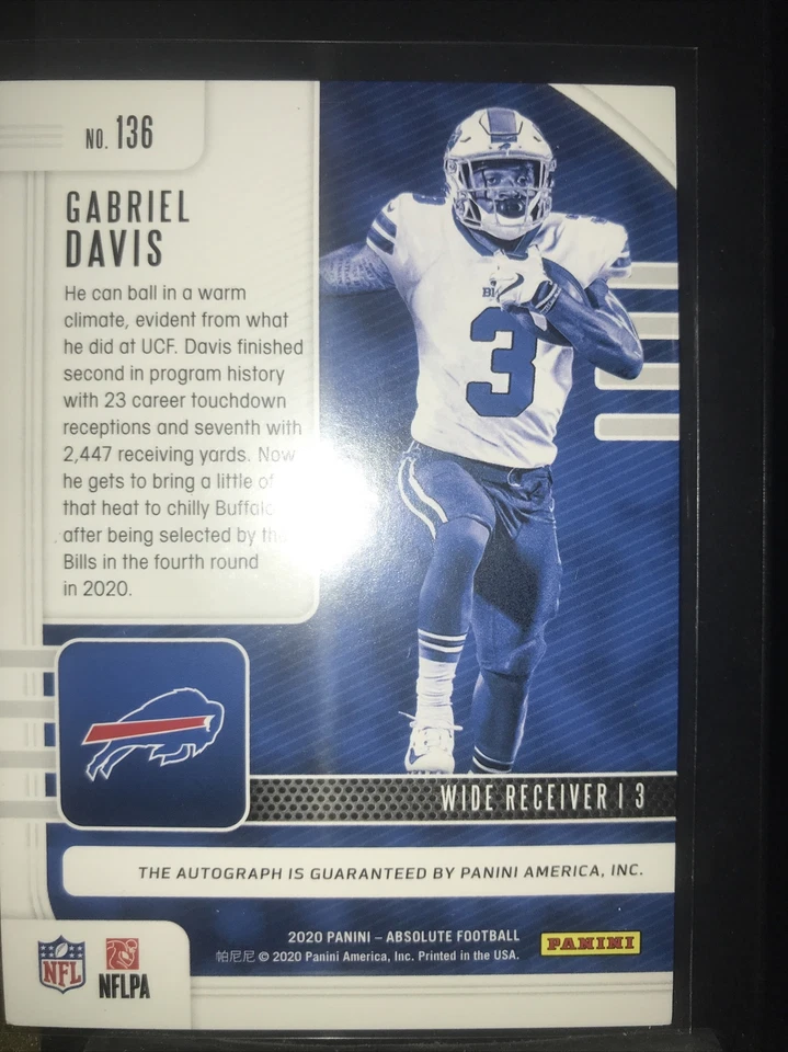 2020 absolute Gabriel Davis autographed rookie card number to 75 - Image 2 of 2