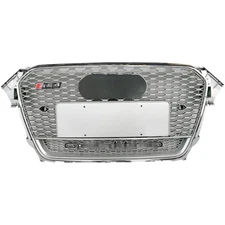 For Audi A4 S4 B8.5 2013-2015 RS4 Style Grill w/Quattro Chrome Frame Silver Mesh