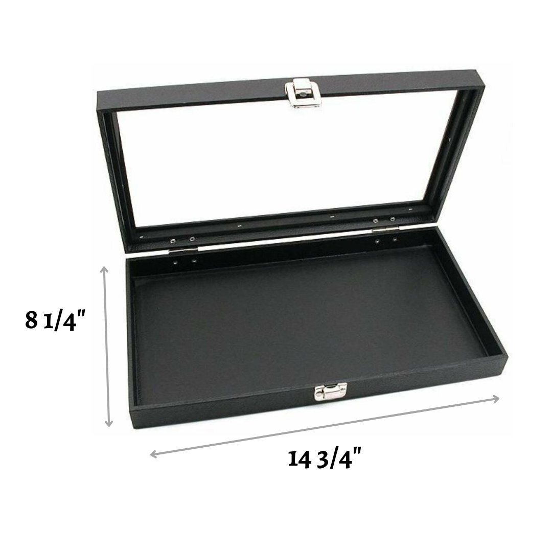 New Glass Top Jewelry Display Case Box plus Black 24 Gem Large Jars insert 649152166228 eBay