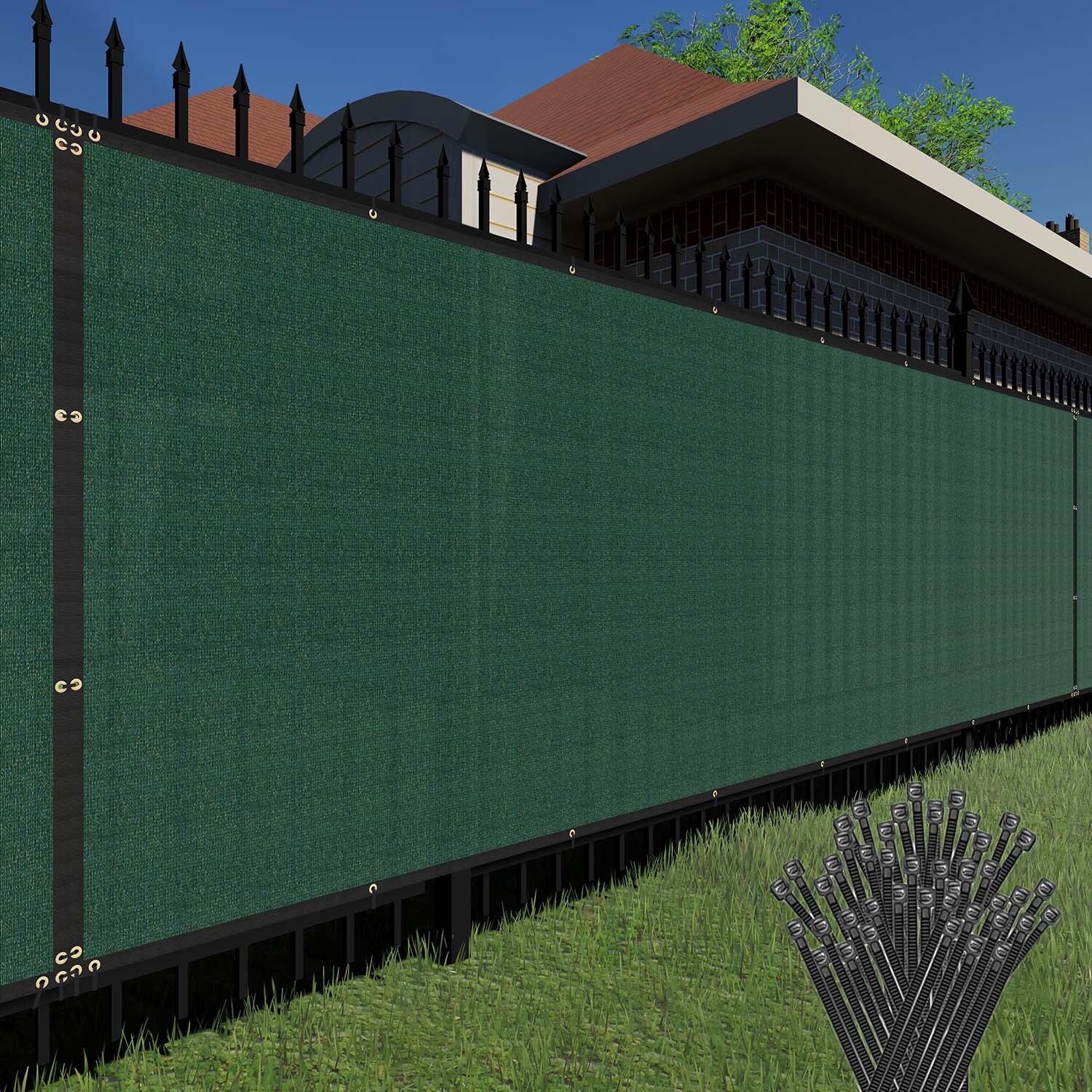 4'x50' Chain link Mesh Fence Privacy Windscreen with Zip Ties