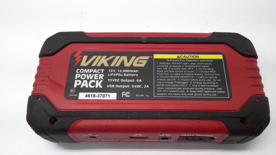 Viking Compact Jump Starter Power Pack Bank Lithium 12V No Accessories