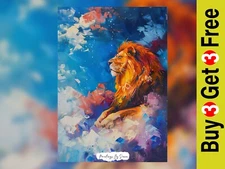 Regal Lion, Impasto Painting Print 5"x7" on Matte Paper