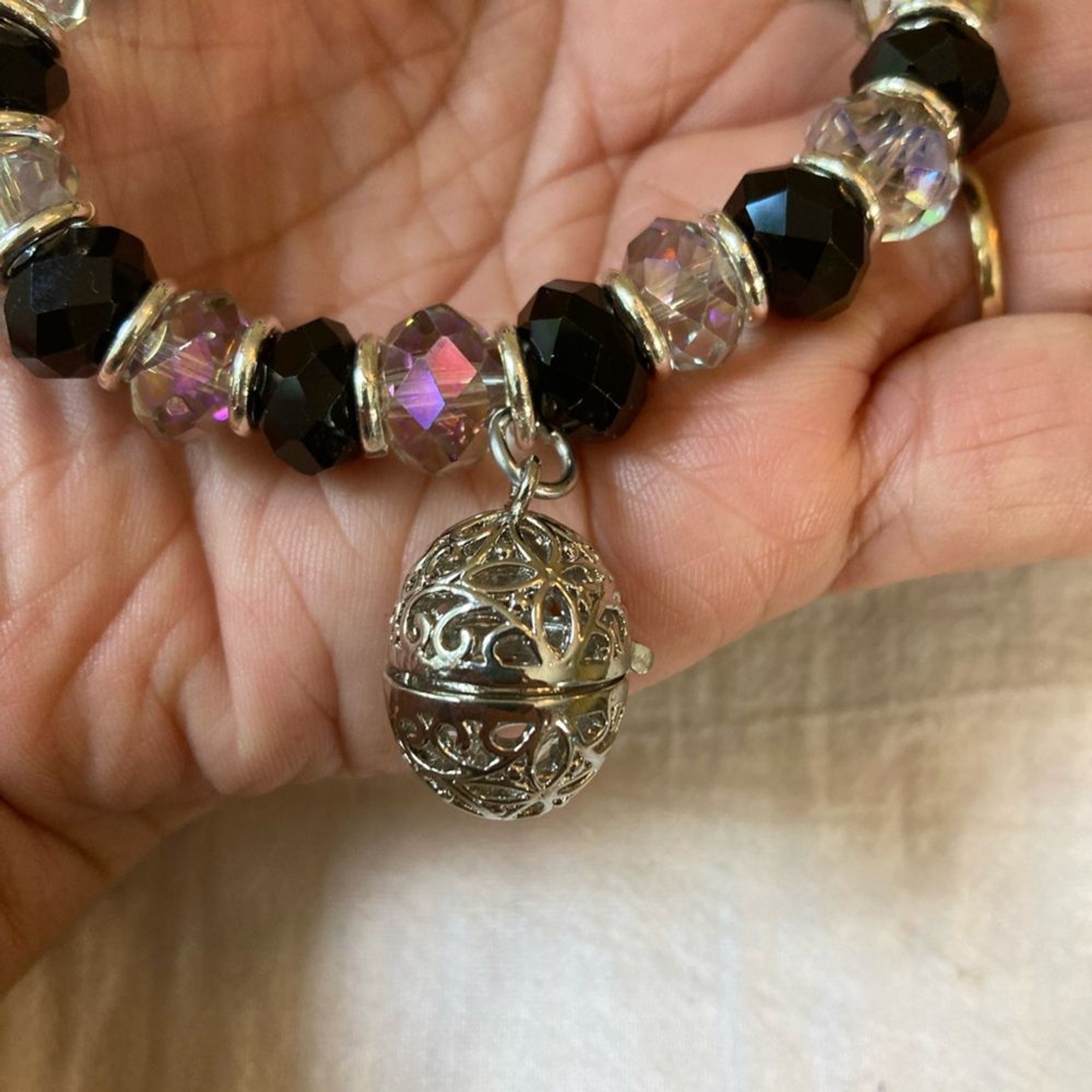 Multi Colored Crystals Stretch Bracelet with Pray… - image 5