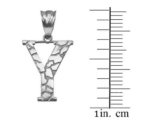 Sterling Silver Nugget Initial Pendant Necklace - Picture 78 of 78