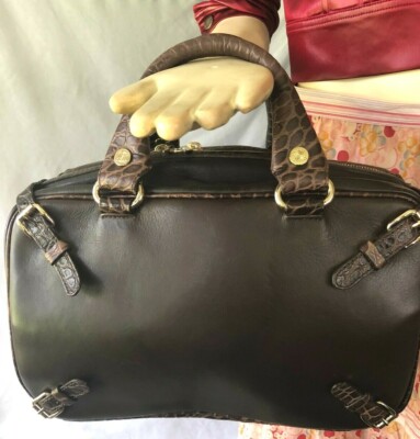 Vintage CELINE Crcocodile Embossed Brown Leather Trunkette