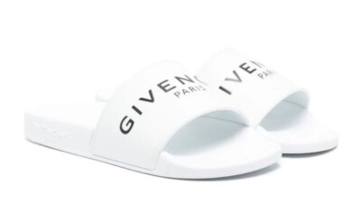 GIVENCHY KIDS Kids Pool Sliders White uk RRP £167 #A51 UK