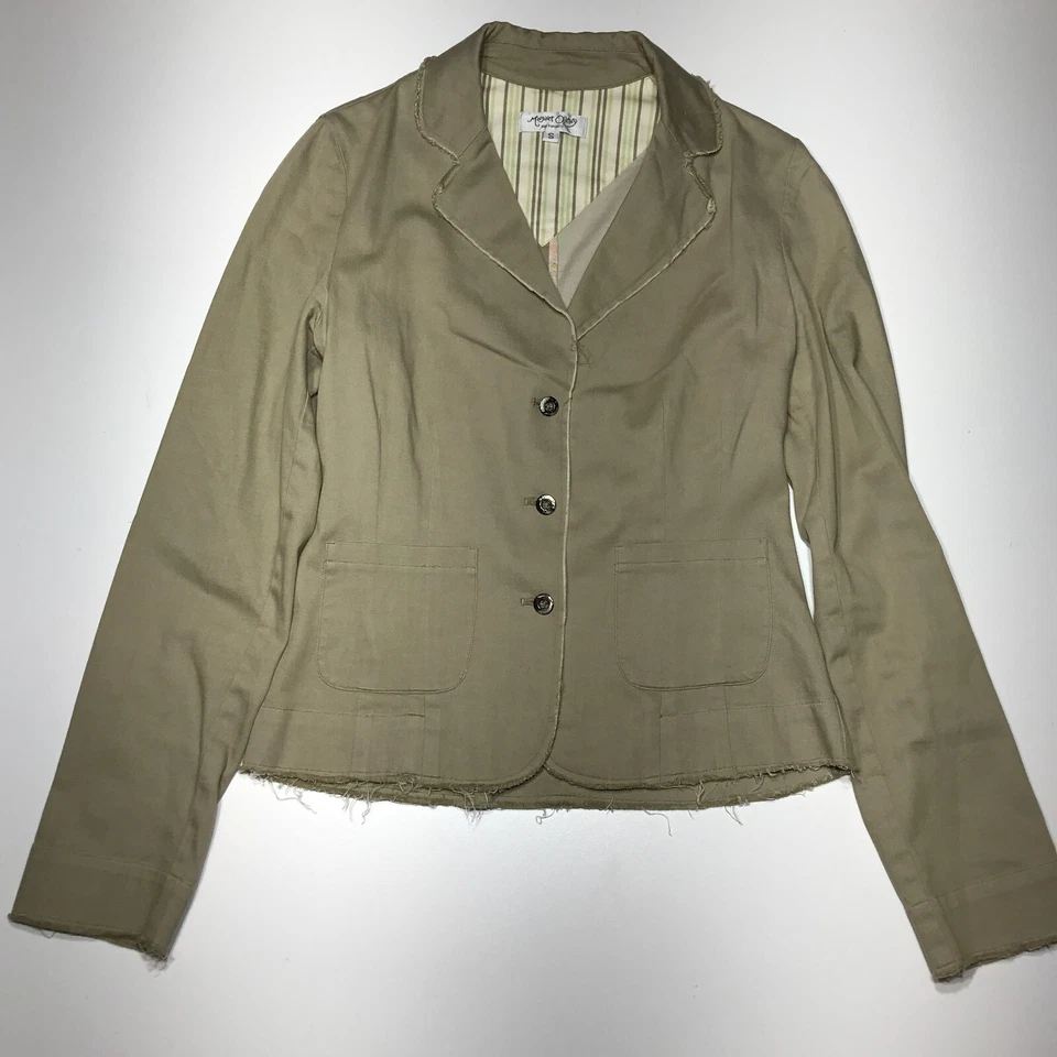 Chaqueta Blazer Margaret O'Leary Mujer Pequeña Tostada Beige Costuras Desgastadas Elastizada Foto 2 de 4