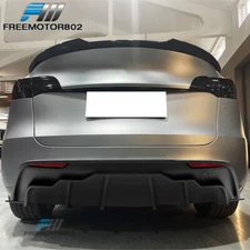 Fits 20-24 Tesla Model Y Matte Black PP Rear Diffuser Bumper Corner Apron Spat