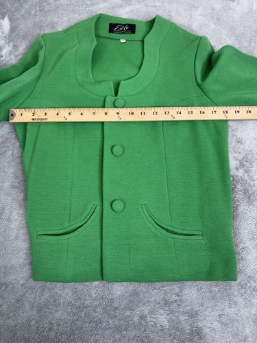 Vintage 60s Edlo Imports Wool Cardigan Sweater Women’s Size 16 Green - 第 7/10 張圖片