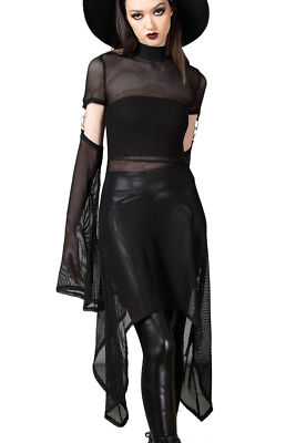 KILLSTAR Mesh Tunika - Saturns Mesh Zipfelsaum abnehmbare Ärmel Gothic Goth Hexe
