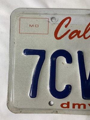 California License Plate - DMV CA, Lipstick, White Navy Red, Good