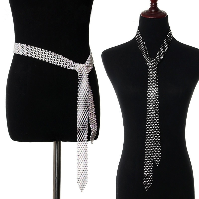 Womens Belt Full Rhinestone Waist Chain Inlaid Waistband 