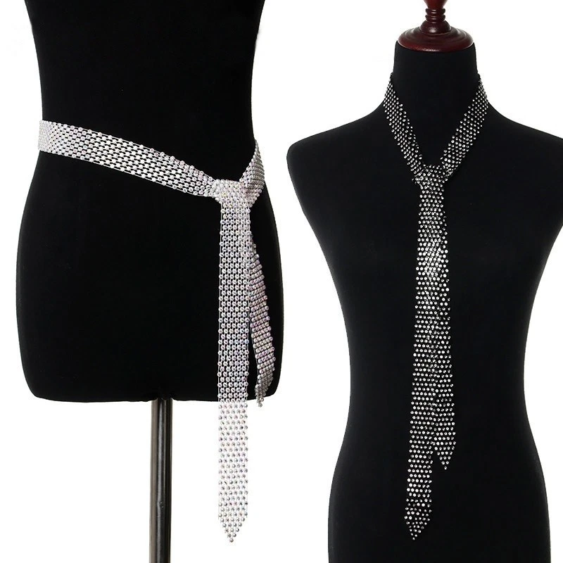 Rhinestone Argyle/Diamond Chain Belt Belts for Women for  display picture 3