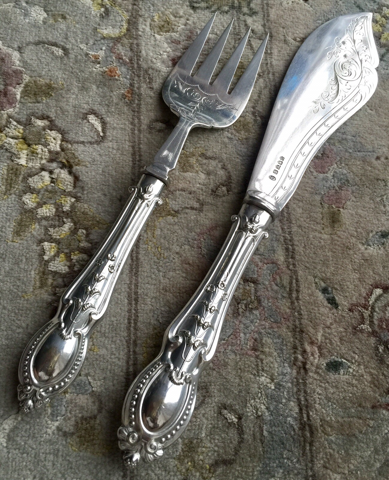 Ensemble Dessert Fourchette Rose Antique - Plaqué Argent Allemagne - Original