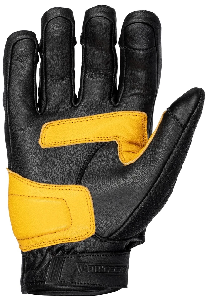 Guantes de motociclismo Cortech Scrapper de cuero negro y dorado tallas para hombre Foto 2 de 2
