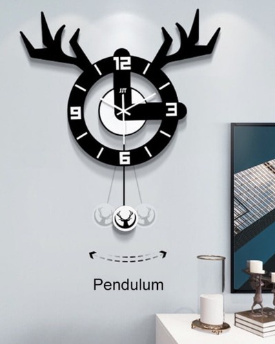 Wall Clock Decorative Deer Modern Wall Clocks with Pendulum - Picture 2 of 6