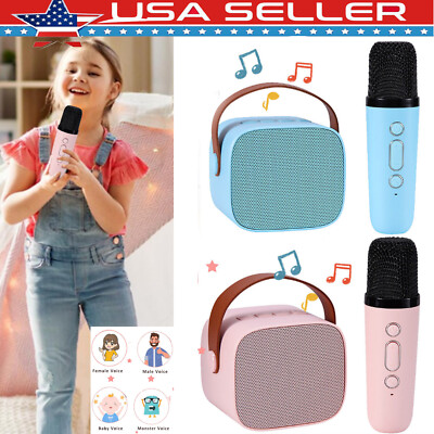 Mini Karaoke Machine Portable Bluetooth Speaker with Wireless Mic Gift for Kids