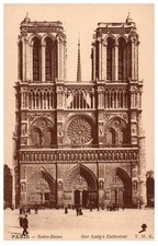 Notre Dame Paris Cathedral Vintage Postcard Gothic Architecture France