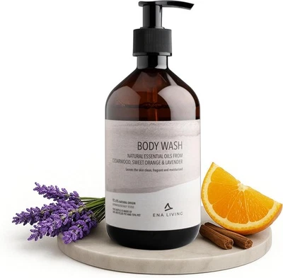 ENA Living Scented Body Wash, 500ml, Scents of Sweet Orange, Lavender and Cedar