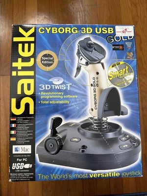 Saitek Cyborg 3D USB Gold PC Joystick Flight Stick LIGHTLY USED WITH BOX & DOCS