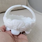 Vintage Westmoreland Tru Milk Glass Floral Poppy Trinket Bowl