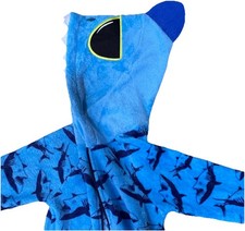 Falls Creek Kids Plush Blue Shark One Peice Pajamas | Youth Large | Soft Fabrics