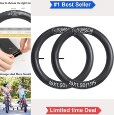 Bike Tubes 16x1.50 1.75 1.90 1.95 Schrader Valve Heavy Duty Butyl Rubber 2 Pack