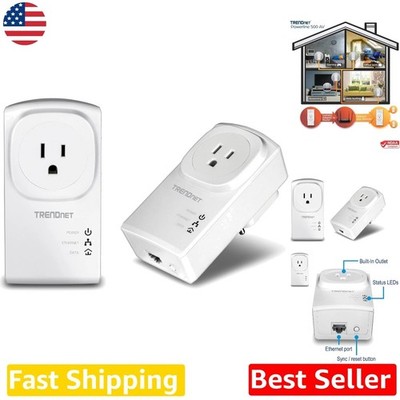 Trendnet Powerline 500 Kit TPL-407E2K, Built-In Outlet, 2 Adapters, Plug & Play