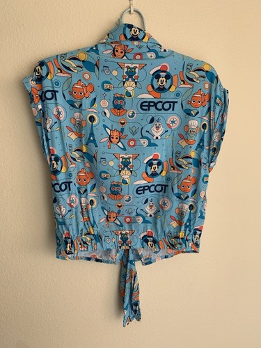 S/M Juniors Disney Parks Epcot Reimagined Button Tie Shirt Figment Ratatouille - Picture 4 of 8