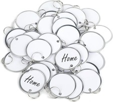 50 Pcs Key Tags 1.5 Inch Round Key Chain Tags Writable White Paper Labels with