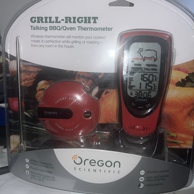 NEW SEALED Oregon Scientific Talking BBQ Oven Thermometer  Red GRILL RIGHT AW131