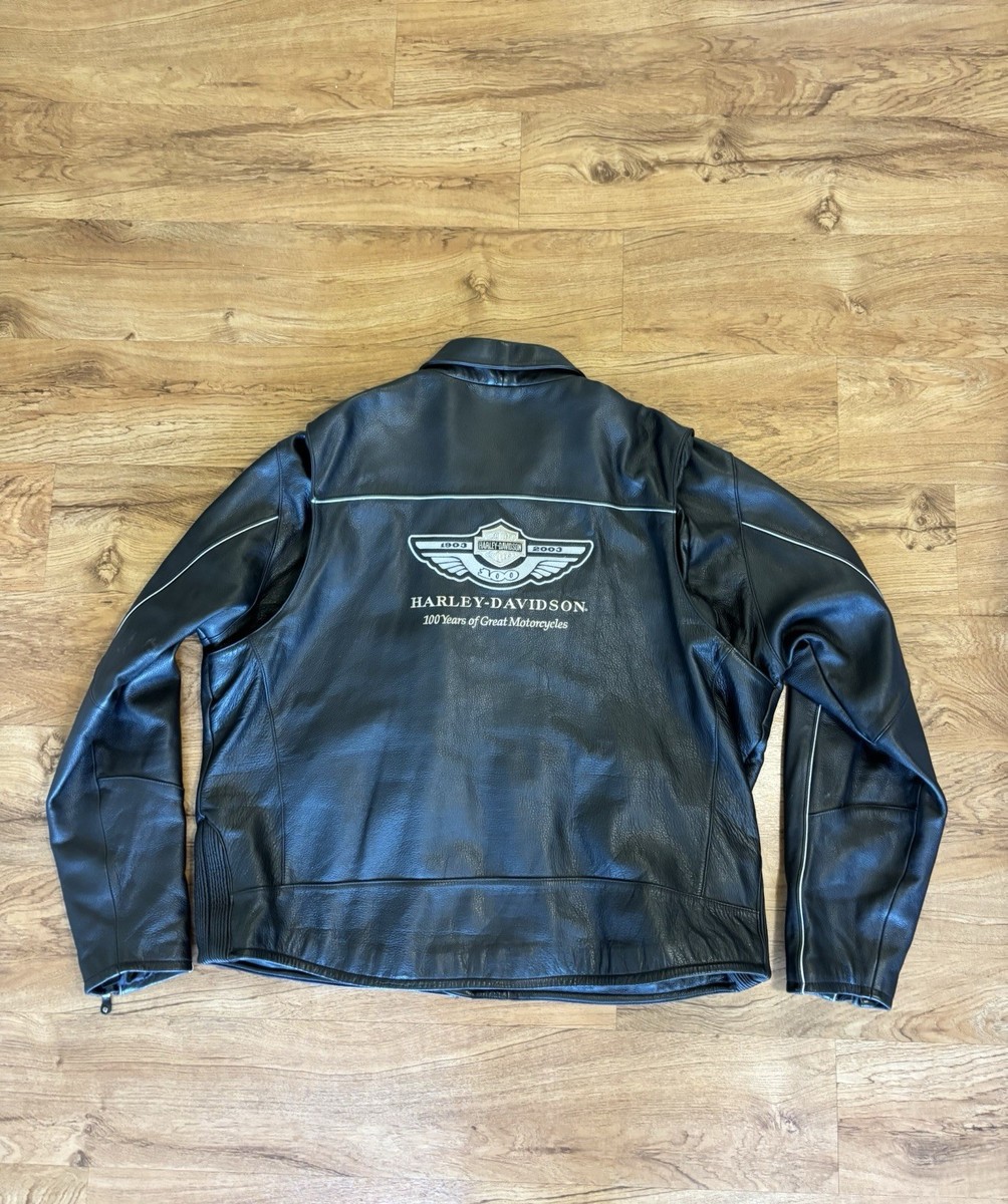 Harley Davidson Men's 100th Anniversary Black Leather Jacket