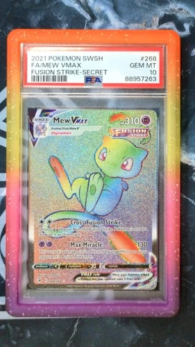 2021 POKEMON SWORD & SHIELD FUSION STRIKE #268 FA/MEW VMAX SECRET PSA 10!